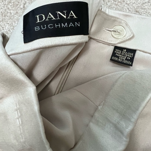 DANA Buchman Khaki Pleated Silk Palazzo Trousers - Picture 14 of 16